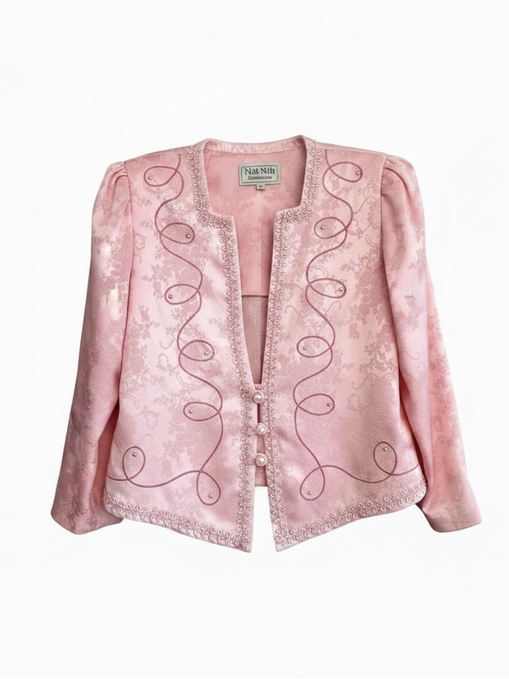 Nat Niki Pink Embroidered Satin Blazer